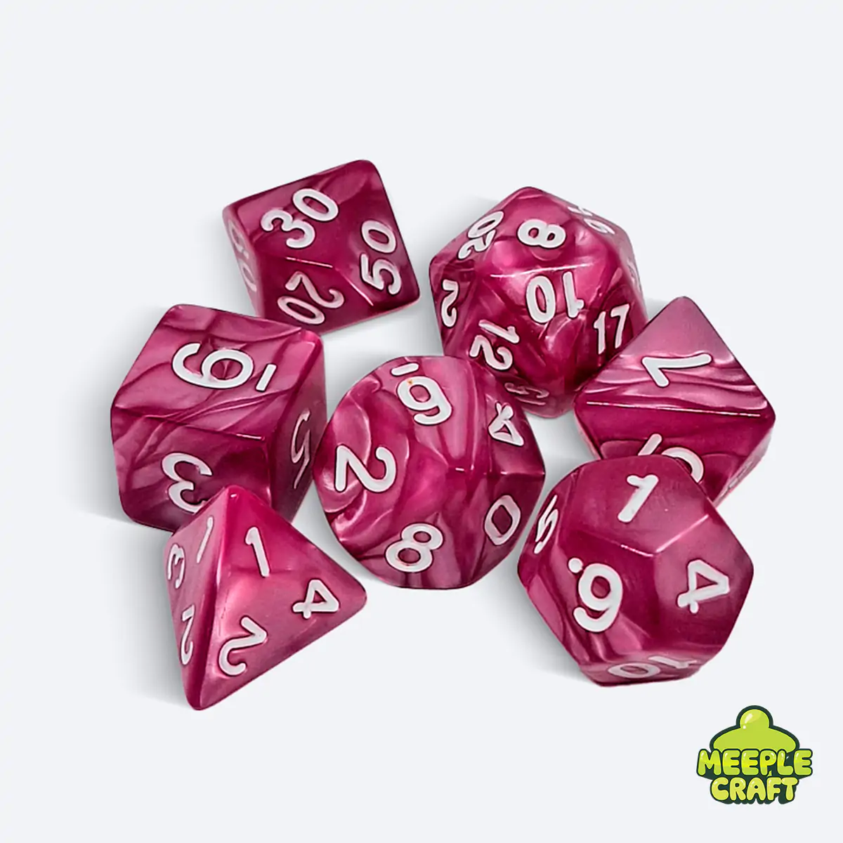 Kit de dados RPG perolado lilás/branco